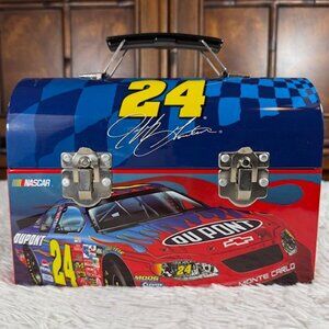Vintage 24 Jeff Gordon Racing Car Metal Tin Lunchbox Storage Utility Box